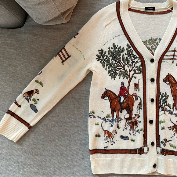 J. Crew Sweaters - J. Crew horse print cardigan — RARE